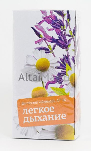 Изображение товара Фиточай Алтай №14 легкое дыхание, 20 пакетиков Фиточай Алтай №14 легкое дыхание, 20 пакетиков фотография